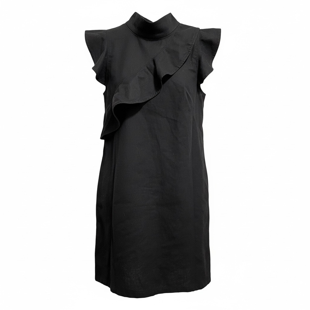 Flirty Black Cotton & Linen Black Dress, LBD, Summer, Minimalist, S